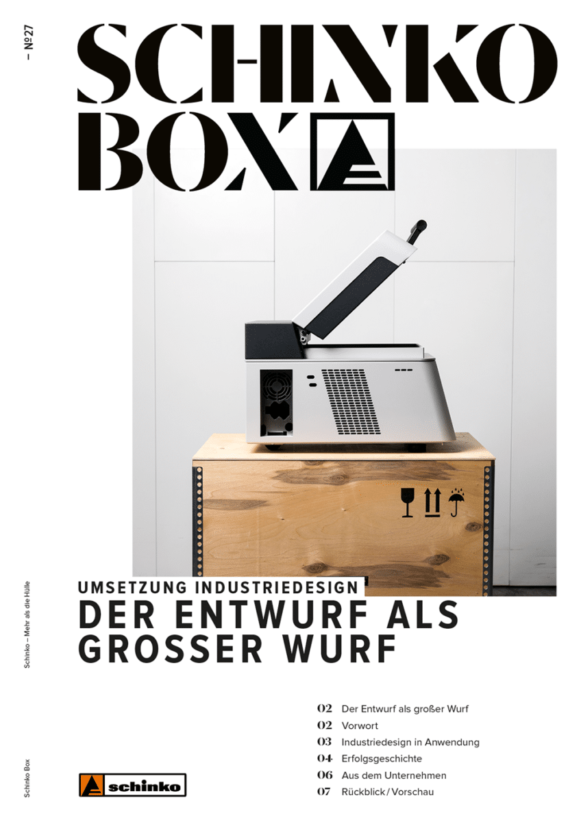 Titelbild der Schinko Box Nr. 27 – Umsetzung Industrie Design