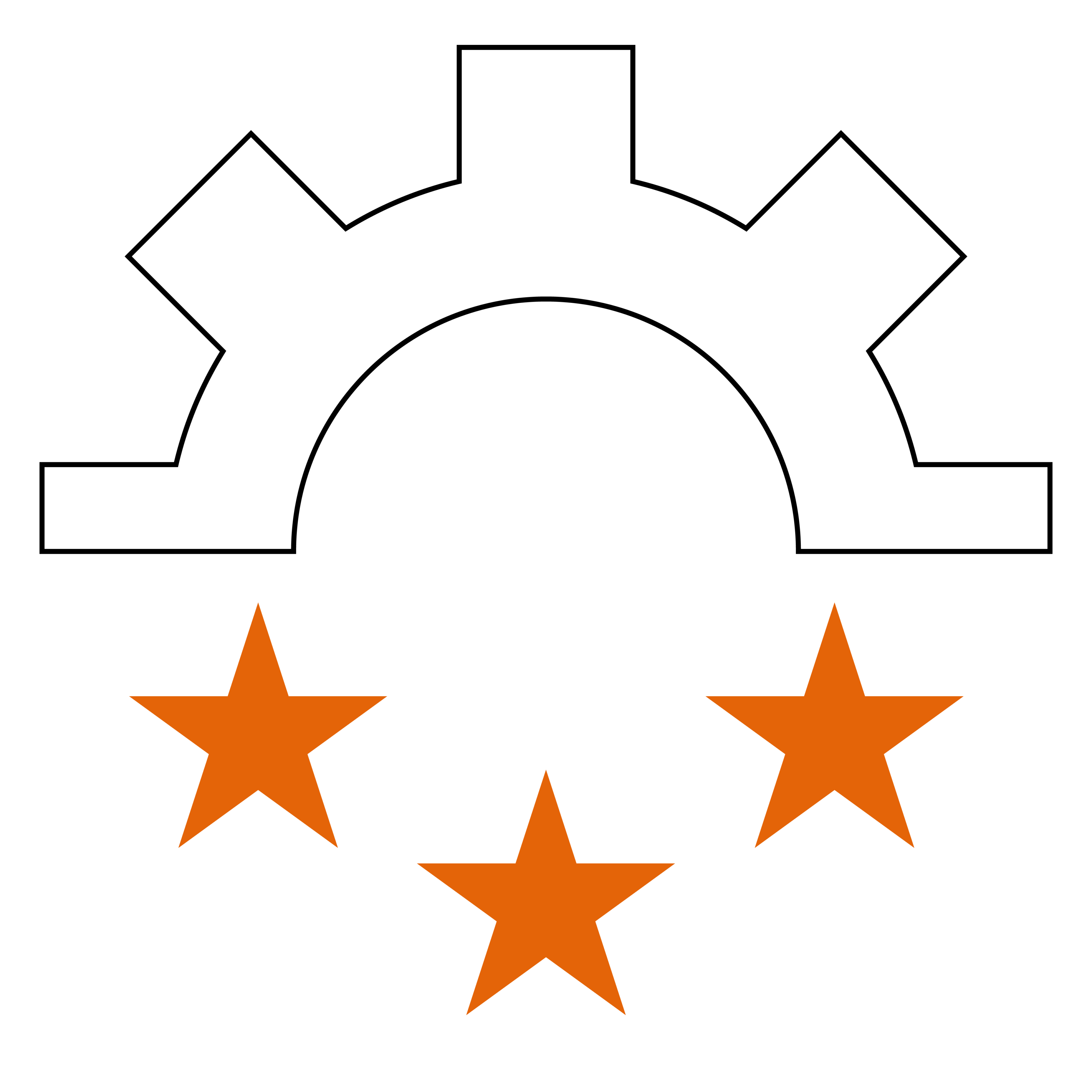 Five orange five-point stars in a horizontal row on a black background, suggesting a rating or review widget.