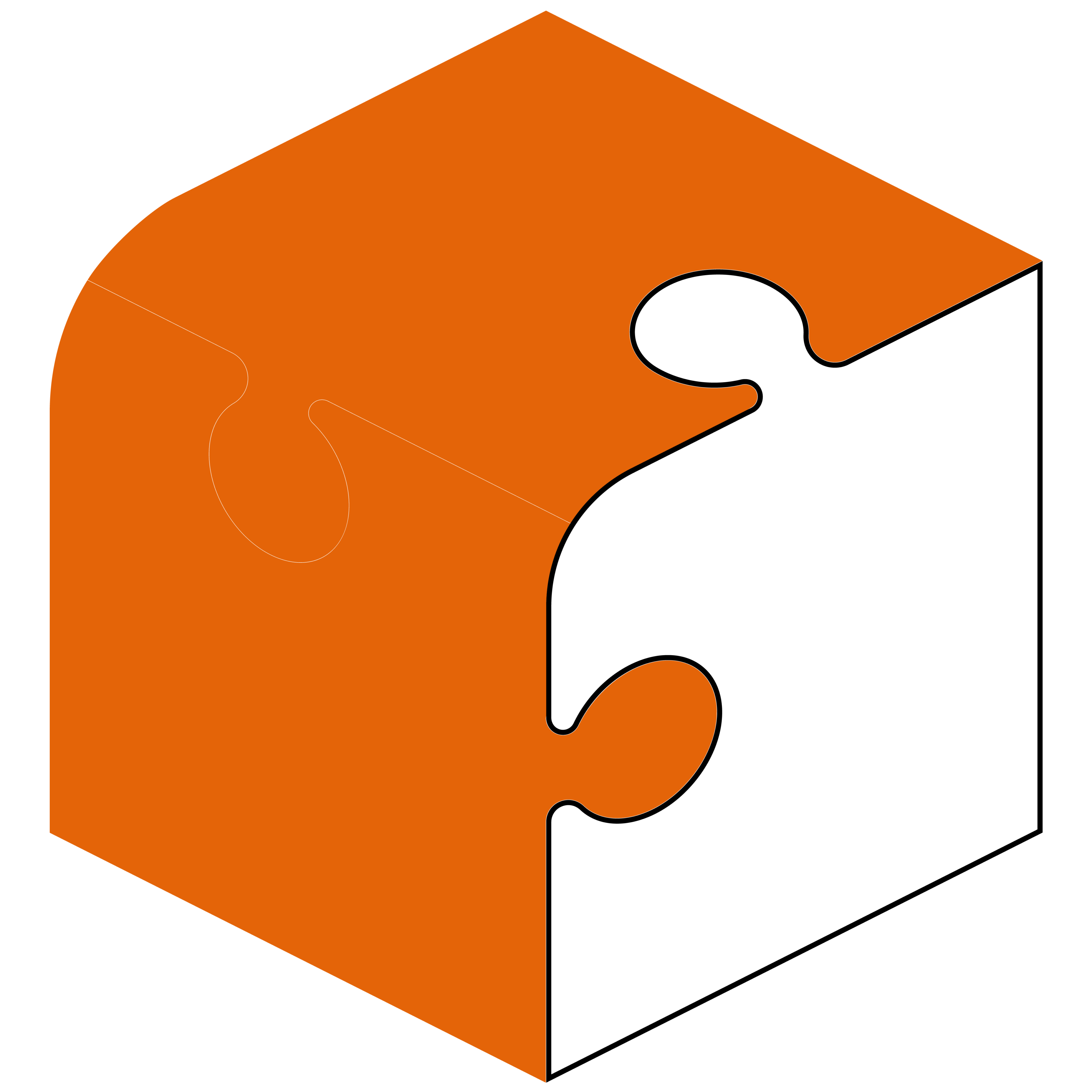 Decorative abstract orange shape on a black background.